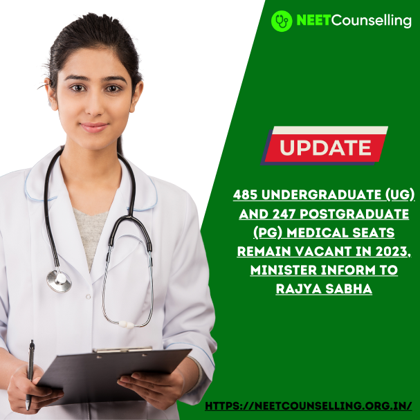 485 Undergraduate (UG) and 247 Postgraduate (PG) Medical Seats Remain Vacant in 2023, Minister Inform to Rajya Sabha